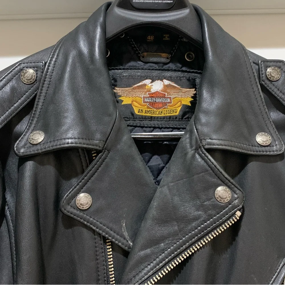 Harley Davidson Hand Painted Insulated Leather Jacket Big/Tall 48R VTG RARE FIND - Picture 3 of 16
